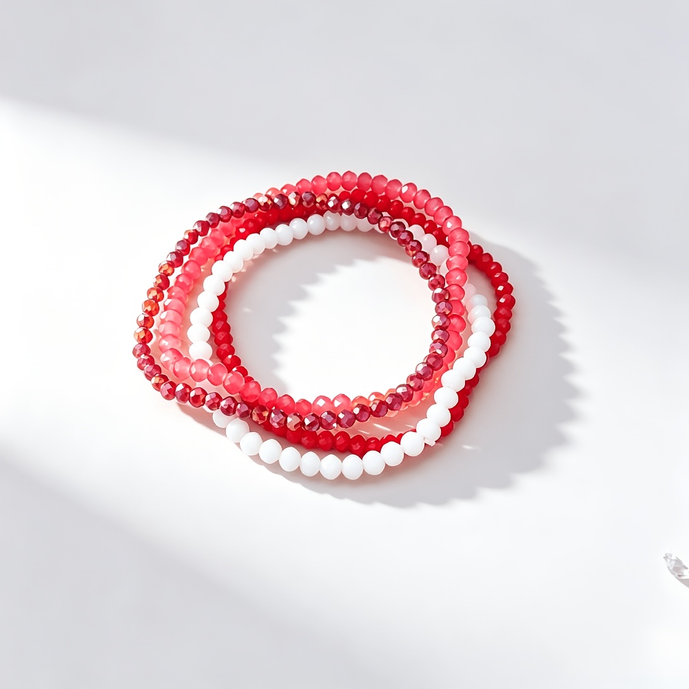 4pc Stackable Cut-Face Small Bead Bracelet Set